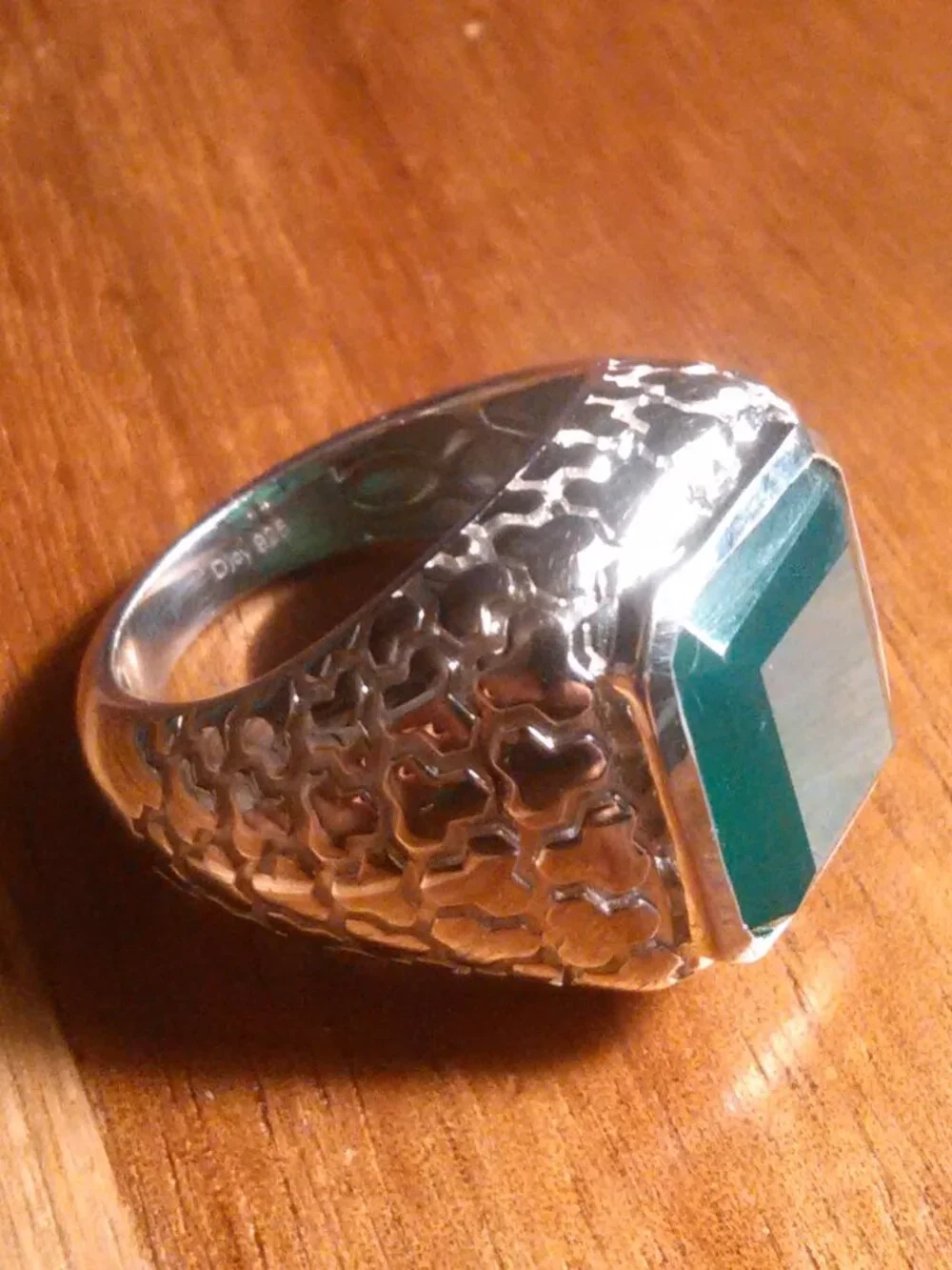 Men's Verde Onyx Art Deco Sterling Silver Ring (Size 6)